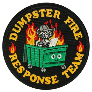 Imagem de XMJY Patch Dumpster Fire Response Team, adesivos engraçados de gancho e laço, apliques de animais bordados completos para mochilas, chapéus de caminhoneiro, arreios para cães, coletes, jaquetas