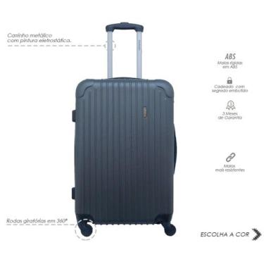 Imagem de Mala Rígida De Fibra 360 Tamanho Grande - Gladiador - A2 - Cinza