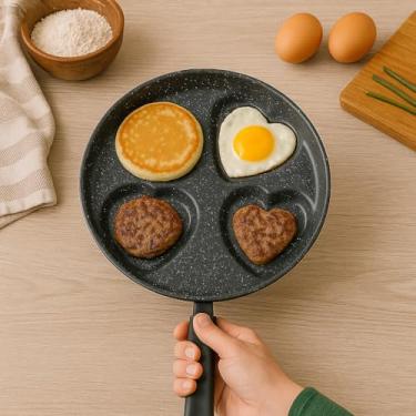 Imagem de Frigideira Multiuso 4 em 1 Antiaderente com Divisórias Ovos, Hambúrgueres Panquecas Lanches