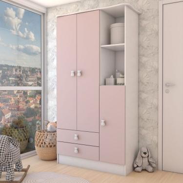 Imagem de Guarda-Roupa Infantil Prince 3 Portas 2 Gavetas Rosa - Panorama Móveis