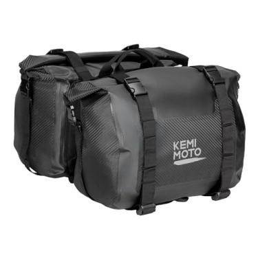 Imagem de KEMIMOTO Alforjes de motocicleta à prova d'água de PVC 50 L (25 x 2) bolsa de bagagem esportiva dupla aventura bolsa de bagagem de bicicleta destacável bolsas laterais para moto, viagem, motocicleta