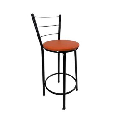 Imagem de Banqueta Banco Média Preta Encosto Bar Balcão Cozinha Bistrô - FortMix