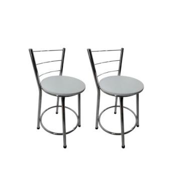 Imagem de Kit 2 Banquetas Bancos Baixa Bistrô Balcão Cozinha Cromada - FortMix, 