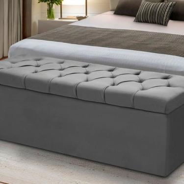 Imagem de Baú Para Quarto Cama Box Madeira Estofado Casal - D'Julia, Cinza