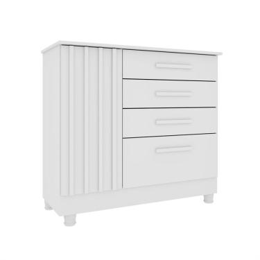 Imagem de Cômoda Ravello com Pés 1 Porta 4 Gavetas Neve