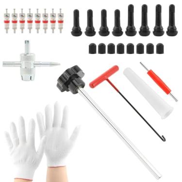 Imagem de Kit de ferramentas de válvula de pneu de troca rápida, kit de ferramentas de substituição rápida do núcleo da haste da válvula de pneu, para carros, quadriciclos, caminhões, motocicletas com TR413