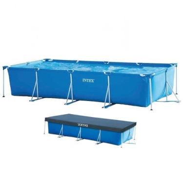 Imagem de Piscina Estrutural Retangular Litros Com Capa Pvc Armação Intex