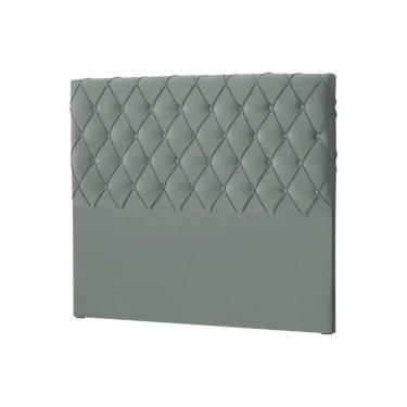 Imagem de Cabeceira Queen Estofada Chicago Capitonê 160cm Veludo Cinza