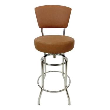 Imagem de Banqueta Alta Bar Giratória Cromada com Encosto Assento grosso cor Can