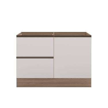 Imagem de Balcão de Pia Deslocada 1 Portas 3 Gavetas (Sem Tampo) 120cm Etna Carvalho Oak Off White - SSX Multicoisas