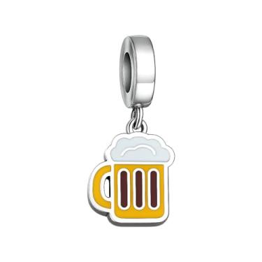 Imagem de BlingNuts Caneca de cerveja feminina com pingente de festa de aniversário I Love Beer Charm compatível com pulseiras Pandora Charms