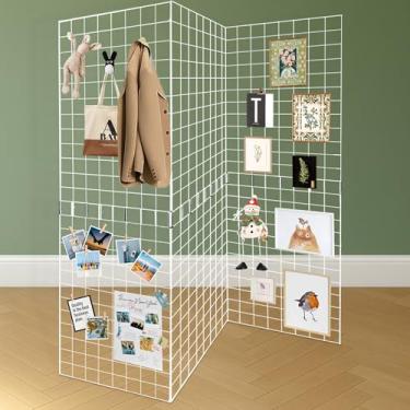 Imagem de Koretech Painéis de parede de grade de 3 peças, painéis de grade de grade comercial, suporte de exibição de painel de parede de grade de metal, você pode fazer você mesmo 6 pacotes de 6 x 7 cm ou 3