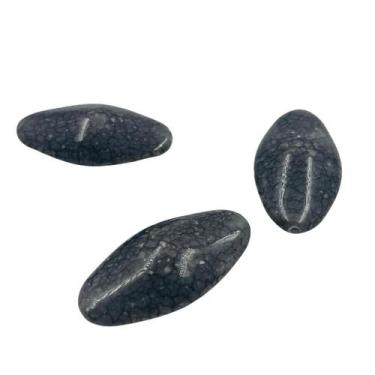 Imagem de Miçanga Oval Cinza 45x23mm 5pçs Marmorizada Passante 35g - Macall