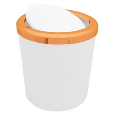 Imagem de Lixeira 5 Litros Tampa Basculante Redonda Metalizada Plástica Banheiro Rose Gold - BC AMZ - Branco