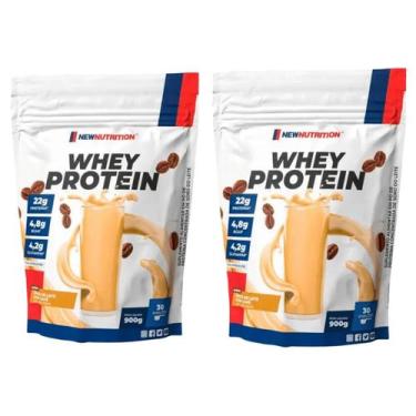 Imagem de Kit 2 100% Whey Concentrado 900g - New Nutrition, Doce de leite com ca