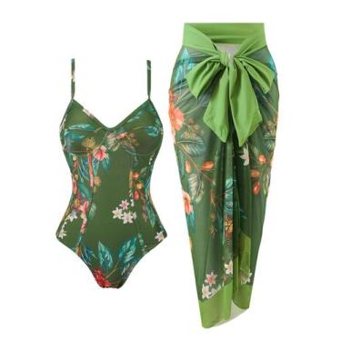 Imagem de Roupa de banho feminina de uma peça com capa de praia, roupa de banho 