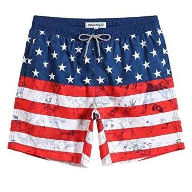Imagem de Calções de banho magic Quick Dry Swim com estampa da bandeira dos EUA 