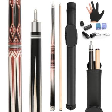 Imagem de Kmise Tacos de sinuca, bastão de taco de bilhar profissional com estojo rígido de 147 cm, kit de taco de sinuca de bordo para adultos - perfeito para salas de jogos em casa, bares e salões de bilhar