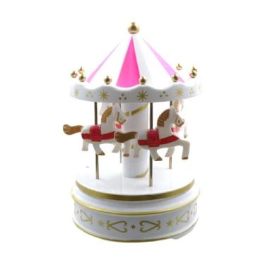Imagem de Leadigol Caixa de música, caixa de música vintage carrossel carrossel, topo de bolo de aniversário, castelo de melodia, festival de Natal, caixa de música, decoração de mesa para artesanato doméstico