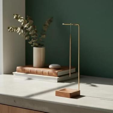 Imagem de Incensário Invertido Quadrado ao Contrário Suporte de Incenso Queimador Haste Dourada