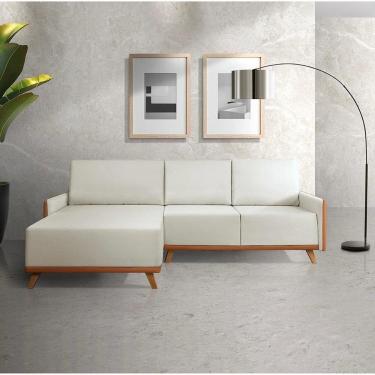 Imagem de Sofá 4 Lugares com Chaise Lado Esquerdo 258cm Courino Geribá Bege / Paçoca