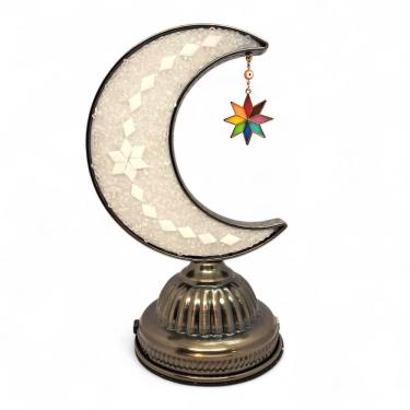 Imagem de Abajur Turco Lua Branca Iluminação LED Sem Fio 23 cm