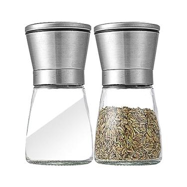 Imagem de Conjunto de moedor de sal e pimenta, saleiro de aço inoxidável e pimenteiro com espessura ajustável, conjunto de moedor de pimenta recarregável de 170 g para moedores de especiarias
