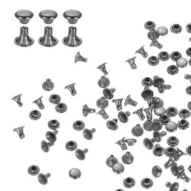 Imagem de HARFINGTON 200 conjuntos de rebites de tampa única de 4 mm de aço carbono cabeça redonda presilhas parafusos de metal tubular para decoração de artesanato de couro, bronze