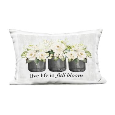 Imagem de Stupell Industries Life in Full Bloom Almofada rústica impressa ao ar livre, 35 x 18 x 50, off-white