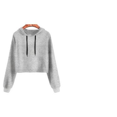 Imagem de Cropped Liso com Capuz Flanelado - LGAMN, Cinza, P