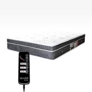 Imagem de Colchão Com Massageador Casal padrão + Base Box ALLMAG, Cinza Escuro