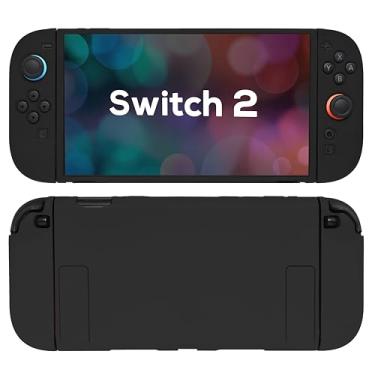 Imagem de TIKOdirect Capa protetora para Switch 2, capa protetora completa de pele macia com cor clássica, traseira fina de silicone à prova de choque e capa de aderência apenas para Switch 2 2025, preta