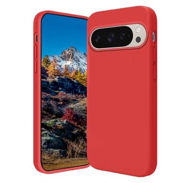 Imagem de Compatível com Google Pixel 9 Pro XL, capa de silicone líquido roxo, toque suave e macio para Google Pixel 9 Pro XL, capa fina de silicone à prova de choque (vermelha)