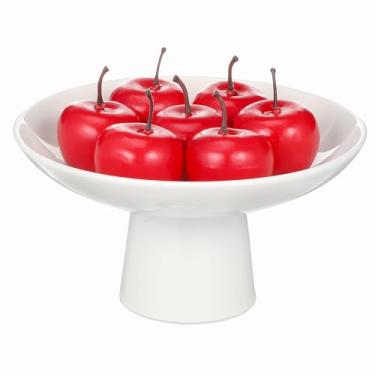 Imagem de UKCOCO Fruteira de Cerâmica Com Pés: Tigelas Decorativas para Decoração de Casa - Cesta de Frutas para Mesa de Entrada - Suporte para Vegetais Elegante E Versátil, 7 Polegadas, Branco