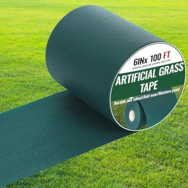 Imagem de Pangda Fita de gramado de 15 cm x 30,5 m (precisa aplicar cola) fita de grama artificial para conectar gramado, tapete de grama falsa (sem adesivo)