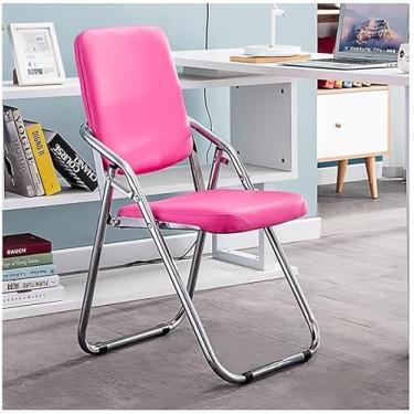 Imagem de NEWCES Cadeira dobrável cadeira dobrável estofada couro PU assento de jantar acolchoado portátil para casa quarto hotel café quarto menina cadeira de evento forte e resistente (cor: E, tamanho: 32 polegadas)