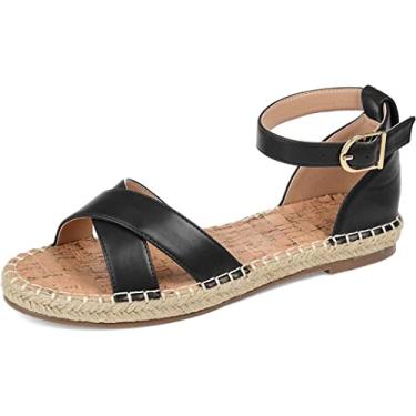 Imagem de Journee Collection Womens Lyddia Sandal with Vegan Leather Criss Cross Strap and Espadrille Platform, Black, 11
