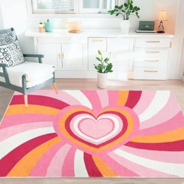 Imagem de Lacomfy Tapete infantil arco-íris, tapete de sol, 10 x 1,8 m, tapete rosa para meninas, quarto, sala de jogos, sala de estar, dormitório, tapete macio para decoração de berçário, tapete lavável, rosa