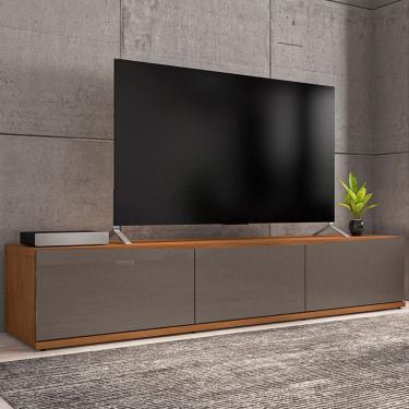 Imagem de Rack para TV Até 60 Polegadas Hans 1,80 2 Portas 1 Gaveta Noce/Cinza Perola - Pnr Móveis