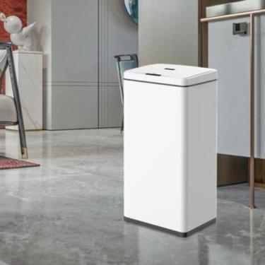 Imagem de Lixeira Automática Retangular 50 Litros com Sensor Branca - Globalmix