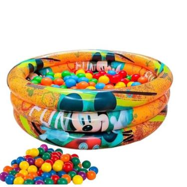 Imagem de Piscina Banheira Inflável Mickey 100 Litros Infantil Criança Menino Co