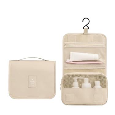 Imagem de Necessaire Feminina de Viagem Organizador com Gancho para Pendurar Ideal para Mala e Banheiro (Bege)
