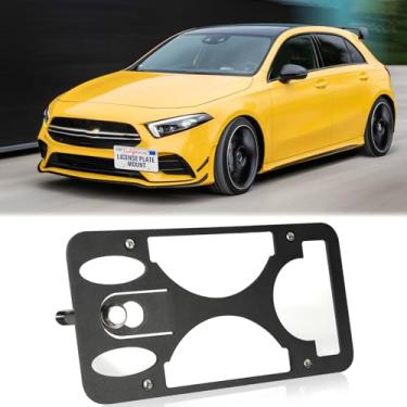 Imagem de Suporte de placa de carro para para-choque dianteiro compatível com Mercedes-Benz A-Class AMG/Base 2019-2022, sem furadeira, molduras, gancho de reboque, suporte de placa de carro durável