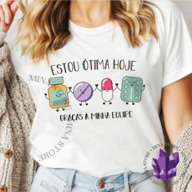 Imagem de Camiseta Estou Ótima Hoje - Mina Store, Branco, Baby Look P