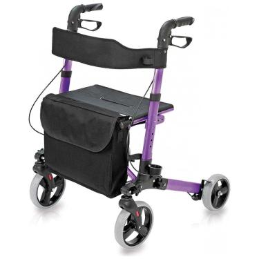 Imagem de Andador para Idosos e Adultos com Assento, Encosto e Bolsa de Transporte, até 136 Quilos, HealthSmart, Roxo