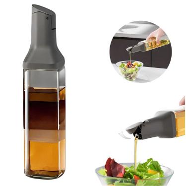 Imagem de Galheteiro Vidro Porta Azeite Vinagre Quadrado 500Ml Cinza
