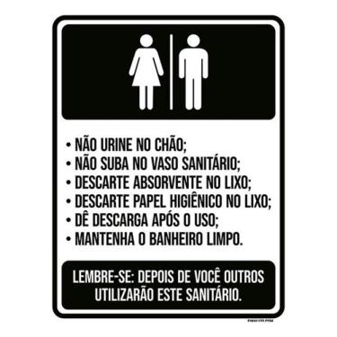 Imagem de Kit 3 Placas Sinalização - Banheiro Regras De Uso