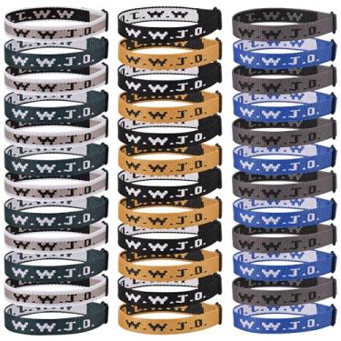 Imagem de Pmormyy WWJD Pacote de pulseiras para mulheres e homens, pulseiras de Jesus Cristão, pulseiras WWJD ajustáveis a granel What Would Jesus Do, Fibra de poliéster, Sem Pedra Preciosa