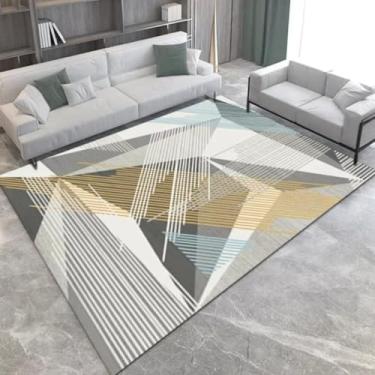 Imagem de Tapete de luxo com estampa geométrica para decoração de sala de estar, sofá, mesa de centro, quarto, sala de estar, cozinha, tapete antiderrapante (60 x 90 cm, 24 x 35 pol./2508037991)