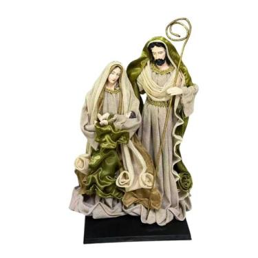Imagem de Sagrada Familia Tecido Verde e Bege 40CM - Zona Livre